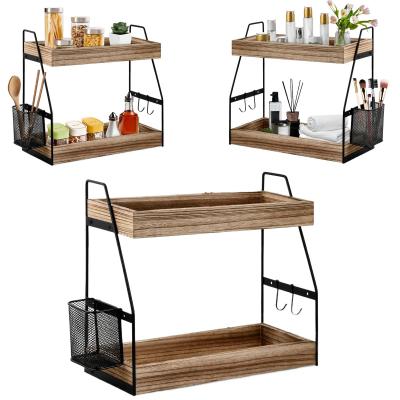 2 Niveaux Etagere a Epices, 35,5x17x33cm, Organisateur de Bureau avec Panier ...