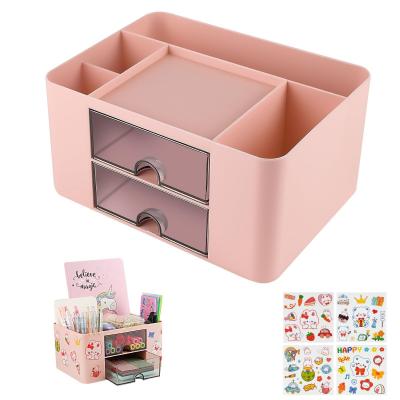 Organiseur de Bureau, Portestylos avec 5 Compartiments et 2 Tiroirs, Multifon...