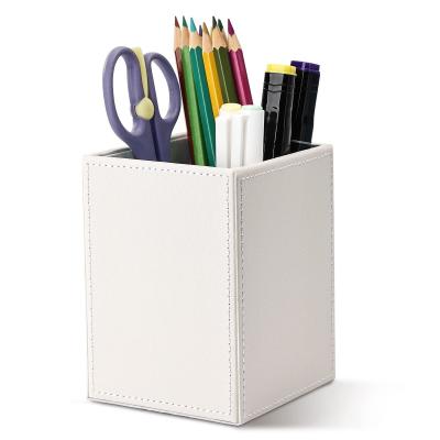 Portestylo en Cuir, Carr� Pot a Crayon Bo�te � Stylo de Bureau Multifonctionn...