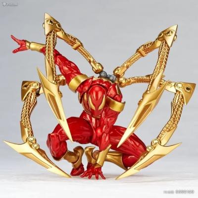 Articulated Iron Spiderman Figurine Revoltech Amazing Gold Red Statue 15Cm