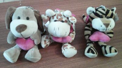 3 Peluches Animaux- Doudou Porte Clefs 16 cm . Neufs