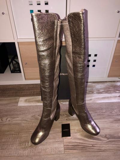 Metallic Silver Leather Boots MALIPARMI Size 39 In Box Value 550