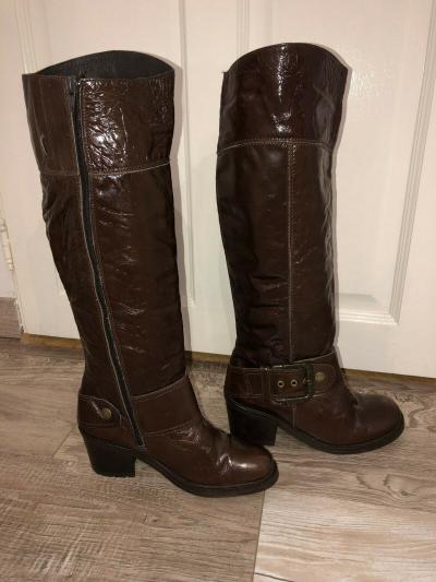 jolies bottes cuir vernis marron hiver TEXTO pointure 38 EXCELLENT �TAT