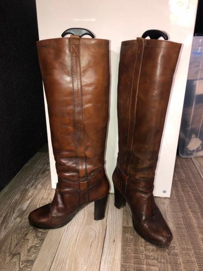 jolies bottes � talons en cuir cognac DEI MILLE dandy pointure 37 EXCELLENT ETAT