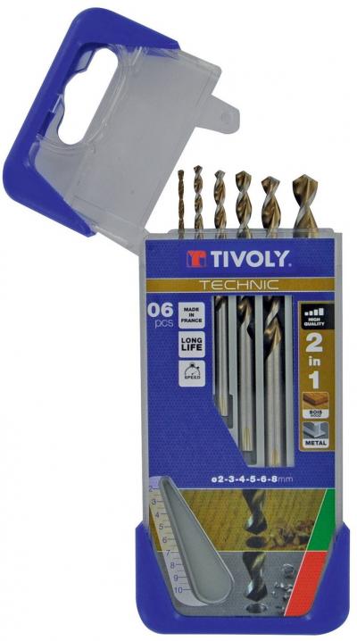 Coffret 6 forets m�tal bois Tivoly 2 � 8 mm