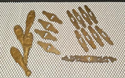 Set of Door Ornament Lock Bronze 17 Pieces Collection Decoration Hardware