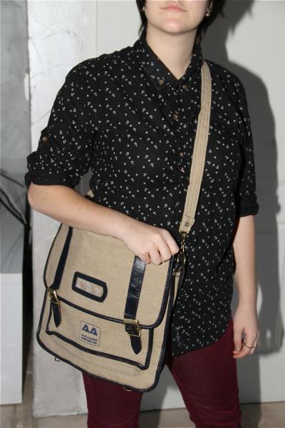 AALLARD DE MEGEVE Sac Sacoche Modulabile In Marrone In Cuoio E Tessuto, Nuovo