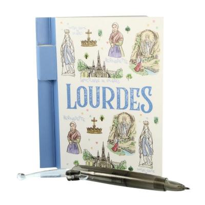 Carnet de notes avec stylo couverture image de Lourdes