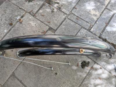 Paire Garde Boue V�lo Ancien Vintage Acier Noir Ville Randonneur avec Tringles