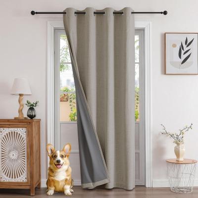 Rideau Thermique Porte d'Entr�e Effet Lin 132x210cm 1 Panneau avec Revetement...
