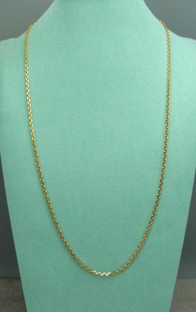 Belle cha�ne, collier en plaqu� or, mod�le maille for�at unisexe, L 64 cm X 2 mm