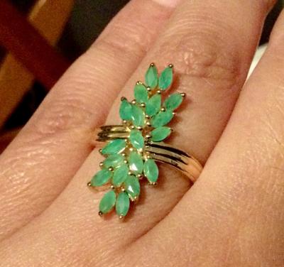 Argent Massif Sublime Bague �meraudes Naturelles Taille 53 Plaqu� Or Vermeil 925