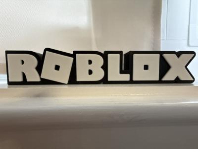 Logo Roblox 3D   D�co Gaming & Setup Enfant   Plaque Relief Noir & Blanc Design