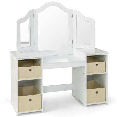 Coiffeuse pour Enfants Design Amovible 2 en 1 avec Coiffeuse et Bureau Coiffeus