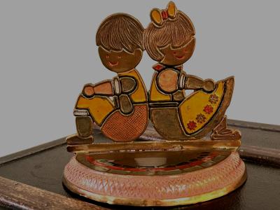 Serre livre vintage enfants bronze-laiton