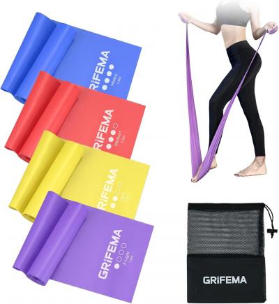 GRIFEMA GA5002, 4 Bandes �lastiques de Musculation, 4 Niveaux de R�sistance pour