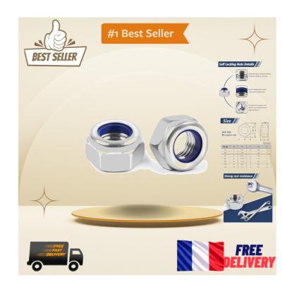 Ecrou Autobloquant Nylon M10   10 Pi�ces En Acier Inoxydable R�sistant