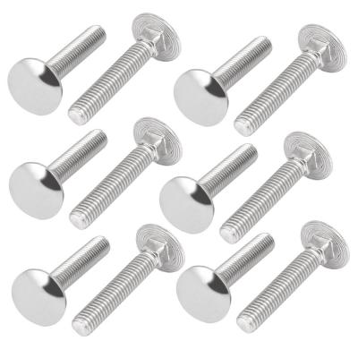 M6x35mm Acier Inox 304 vis enti�re filet� t�te bomb�e collet carr� DIN603 12pcs