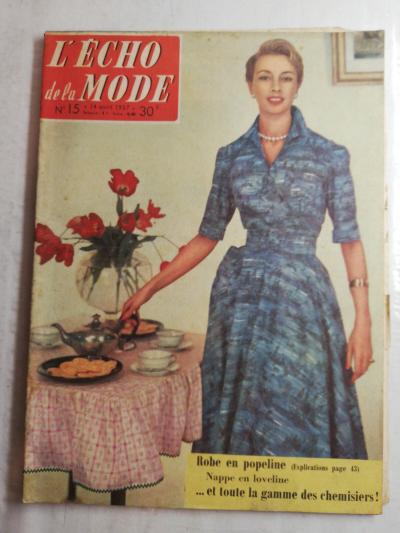 N17 Le petit �cho de la mode N�15 14 avril 1957 robe en popeline, nappe loveline