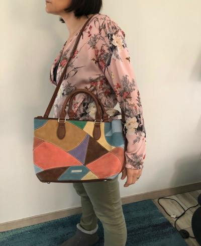 Desigual Patchwork Schultertasche Aus Kunstleder Mit Abnehmbarer Pochette, 25 cm