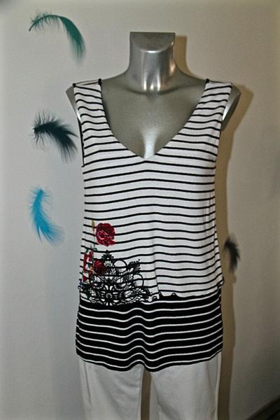 Pretty Tank Top Layered Striped DESIGUAL Stretch Size M