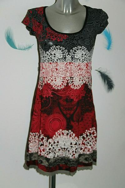 Pretty Black Red White Mandala Desigual Dress Size S Excellent Condition