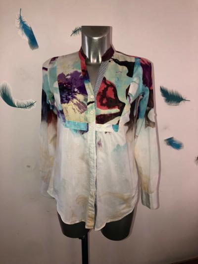 Pretty Multicolored Blouse DESIGUAL Size 36 FR 40I (S) Excellent Condition