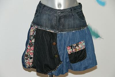 Pretty Patchwork Jeans Skirt Desigual Size Large 36 French Real 38