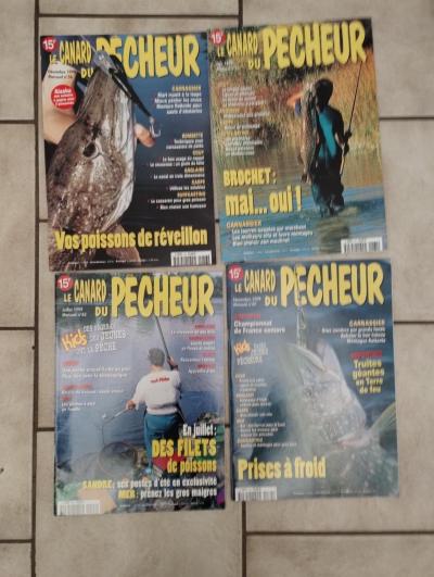 4 MAGAZINES  LE CANARD DU PECHEUR N� 56 61 63 67 ANNEES 1998 1999