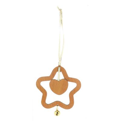 D�coration Sainte Famille pour sapin de No�l en bois avec grelot