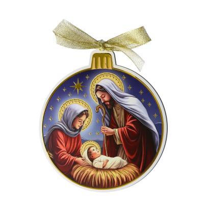 D�coration de No�l ronde de la Sainte Famille 13cm