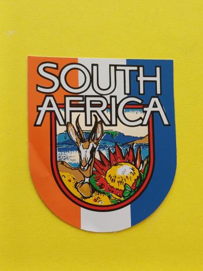 Autocollant m�tallis� vintage blason South Africa (7,5x6,5 cm)