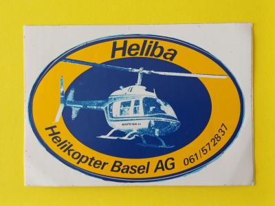 Autocollant vintage Heliba Helicopter Basel AG (12,5x9 cm)