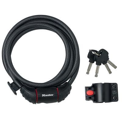 MASTER LOCK Cable Antivol V�lo [1,8 m C�ble] [Cl�] [Ext�rieur] [Support Fixation