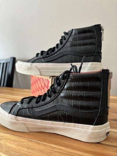 Vans taille 35 cuir noir fermeture eclair arriere sk8 hi slim zip croc leather�