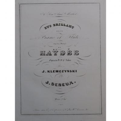 KLEMCZYNSKI Julian Duo Brillant Hayd�e Auber Piano Fl�te ca1845