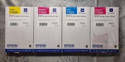 Lot de 4 cartouches d'encre d'origine Epson T7552 T7553 T7554 T7563