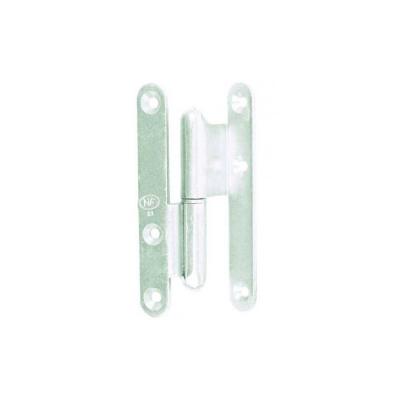 Paumelle � bois coud�e 140x60x70mm 90 100 degr� zingu� blanc bout rond gauche