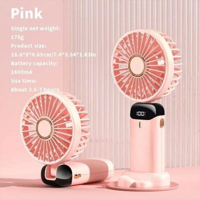 Mini Ventilateur USB 1800mAh Pliable 5 Vitesses Ecran Support Telephone LCD LED