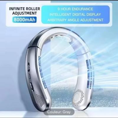 Ventilateur portable. Autour du cou. Puissance du vent ajustable.
