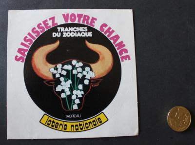 Autocollant - Sticker   Jeu Loterie Nationale   Taureau   Signe du zodiaque
