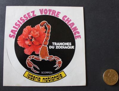 Autocollant - Sticker   Jeu Loterie Nationale   Scorpion   Signe du zodiaque