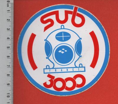 SUB 3000 FRANCE   PLONGEE SOUS MARINE   SCAPHANDRE   DIVING    AUTOCOLLANT