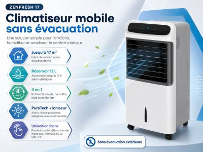 Climatiseur Sans Evacuation Mobile Int�rieur et Humidificateur   17 m2