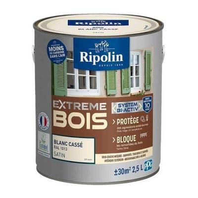 Peinture Extreme bois   Blanc cass� RAL 1013 satin   RIPOLIN   2,5 L
