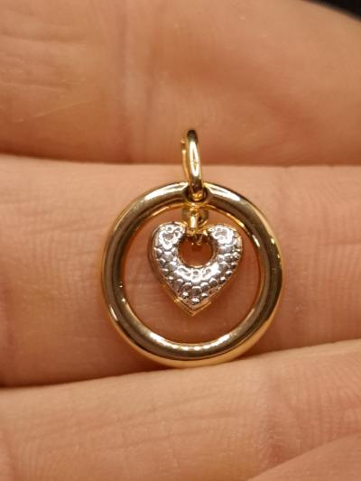 Ancien Pendentif M�daille Plaqu� Or Coeur