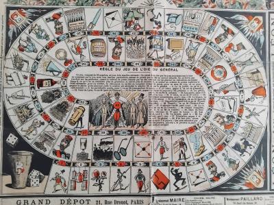 JEU DE L'OIE DU GENERAL BOULANGER BOULANGISME 1889 LE FIGARO REPUBLIQUE PELLERIN