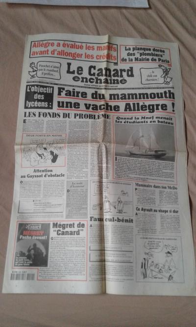 Journal LE CANARD ENCHAINE n�4069   21-10-1998 Claude Allegre mammouth