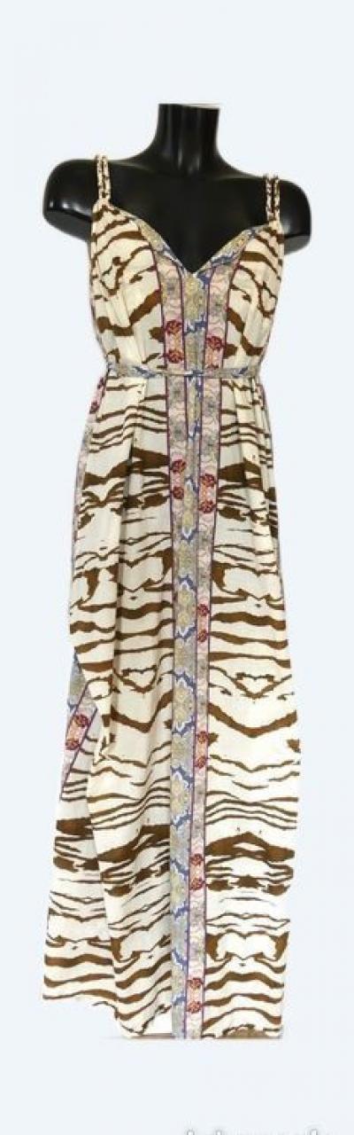 TB Robe longue BEL AIR, coton, zebr�e, Taille 38, TBE