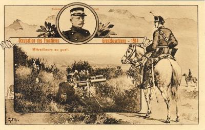 CPA Militaria Arm�e Suisse Occupations Fronti�res Mitrailleurs � l'aff�t Co...